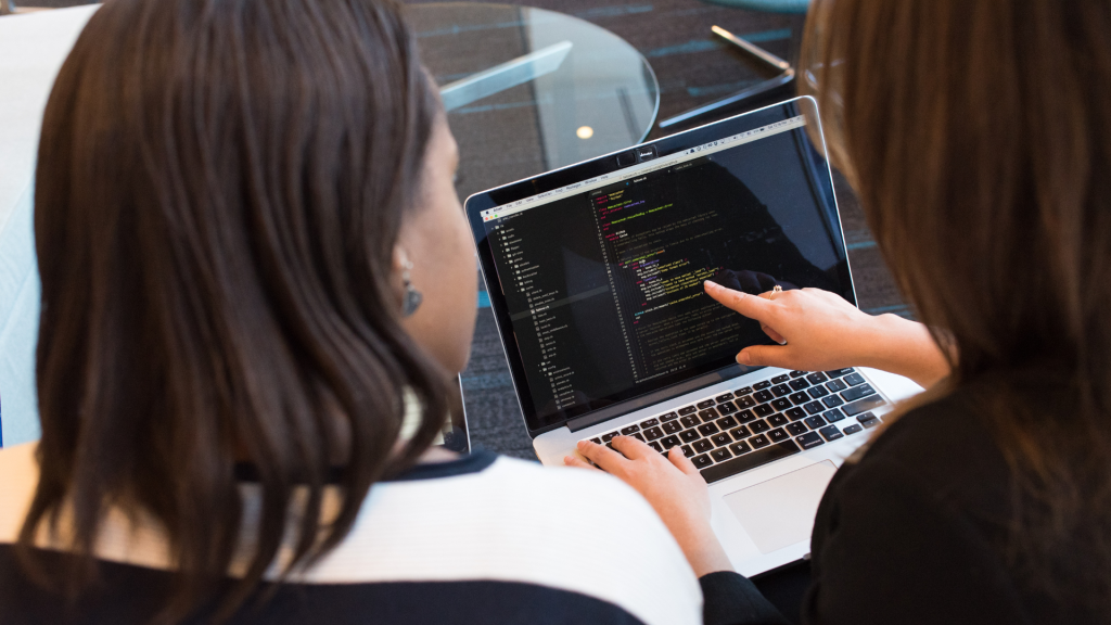 Image of women looking at a computer.